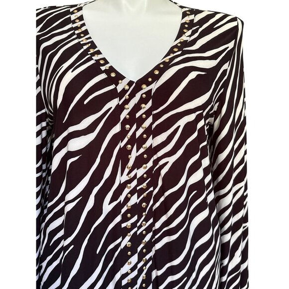 INC International Concepts Zebra Print Studded Top, Black White Women's Size XL - Picture 3 of 11